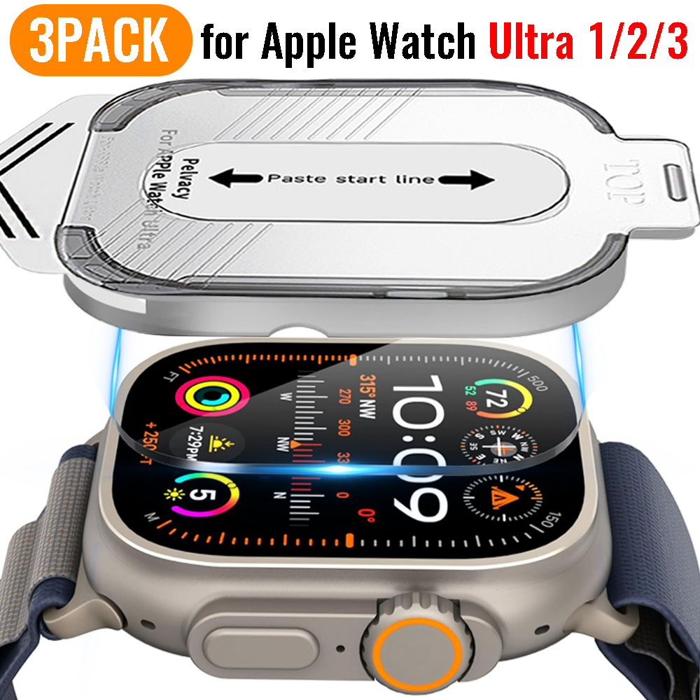 Screen Alignment Tool - Apple Watch Ultra 3/2/1用簡単装着HDガラススクリーンプロテクター、自動位置合わせツール付き