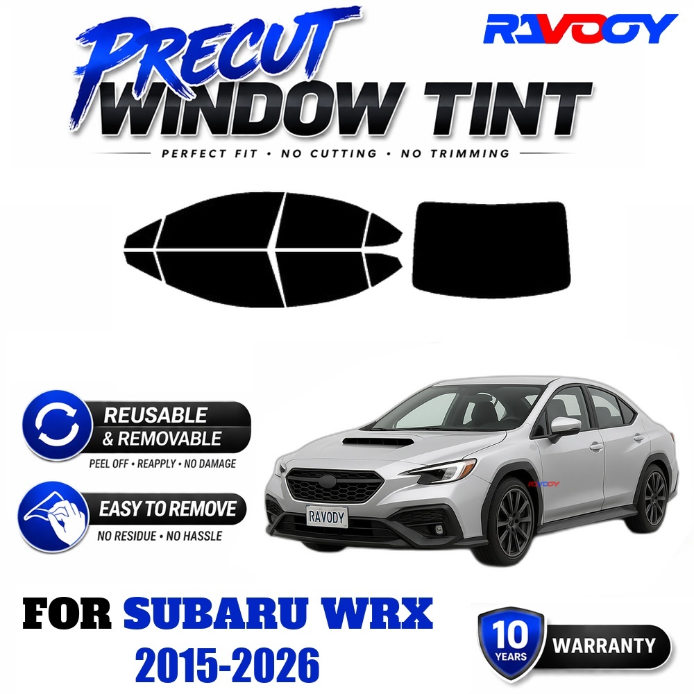 Air Bubble Remover - RAVOOYプレカットウィンドウティント、再利用可能な取り外し可能なEPUフィルム、スバルWRX 2015-2026用カスタムフィット、UV熱保護