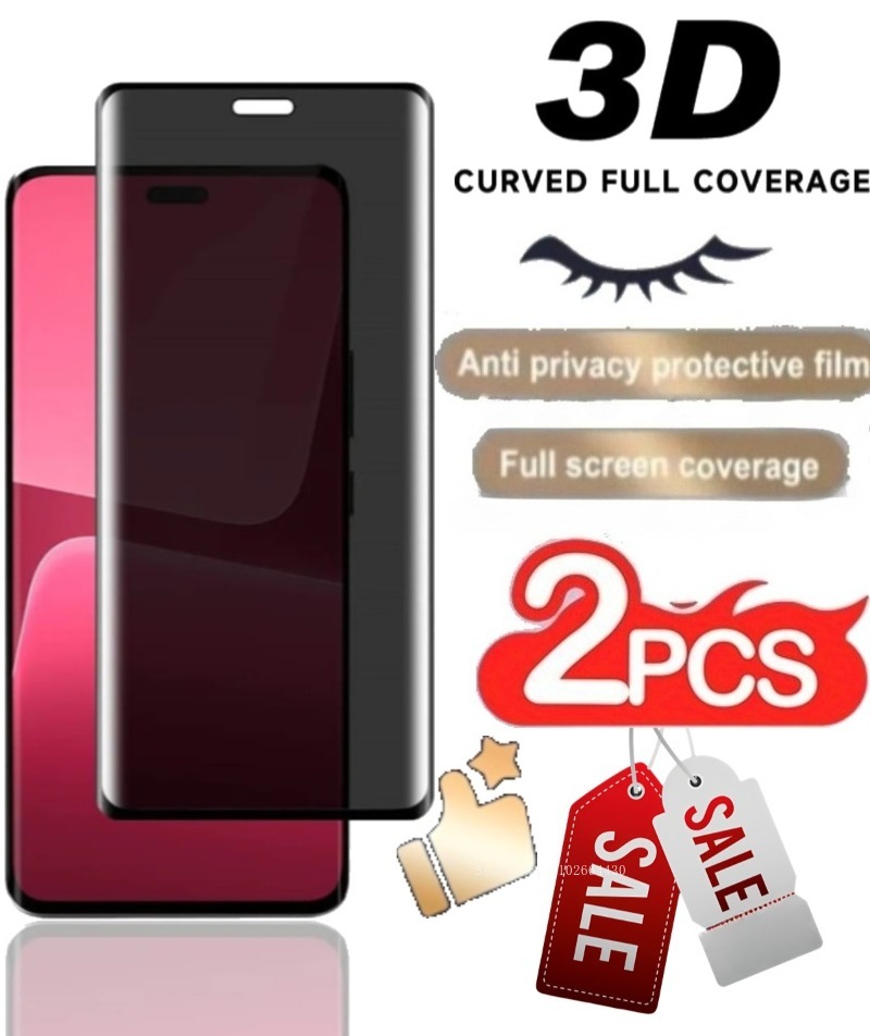 Curved Edge Screen - Redmi Note 14/13/15 Pro/Plus用プライバシー保護フィルム、覗き見防止、3D曲面エッジ、2枚入り