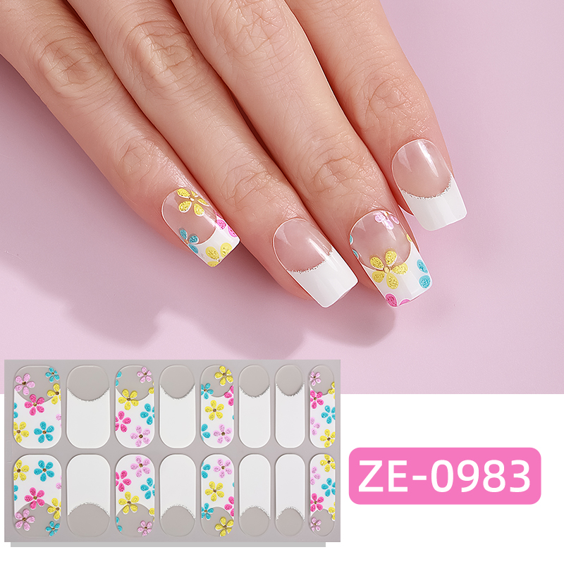 Full Cover Adhesive - 16種類のグラデーションマーブルフルカバーネイルポリッシュストリップス、キラキラ光る粘着ネイルラップ、マニキュアデコレーションネイルステッカー
