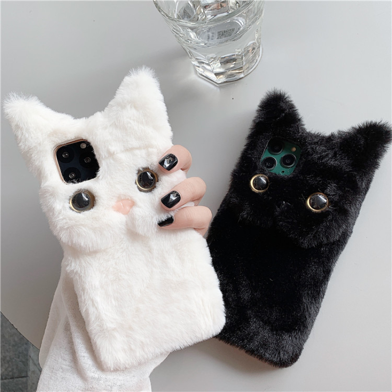 3Dキュートな漫画猫の毛皮のようなぬいぐるみ風スマホケース  - Apple Iphone 15 のレビューと価格