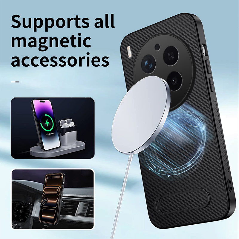 カーボンファイバーパターンスリムTPUエッジ磁気ケース VI - Vivo X200 のレビューと価格