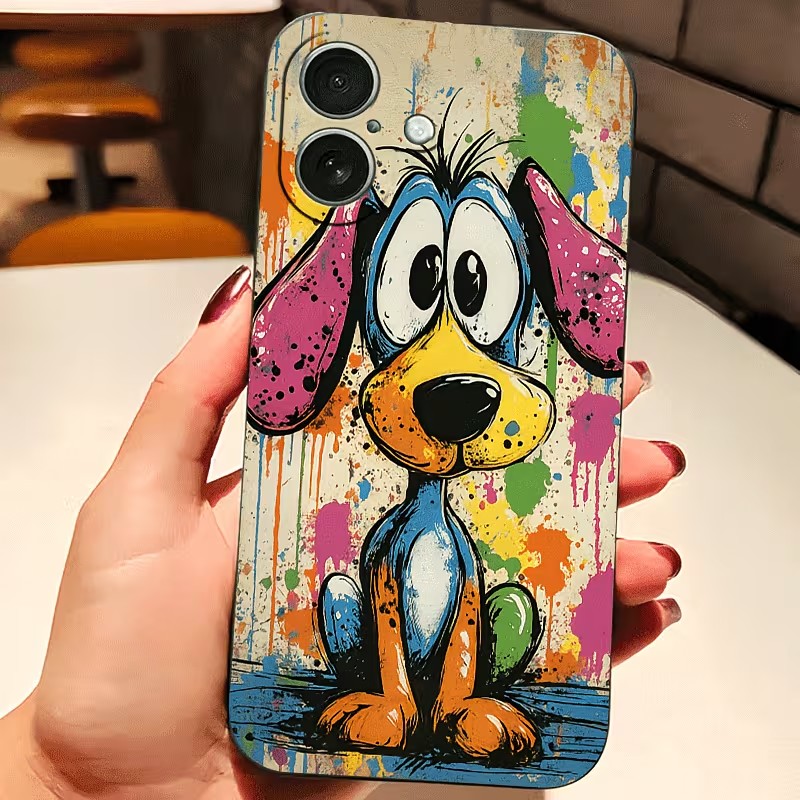 落書きカラーの子犬柄TPUスマホケース iPhone 17  - Apple Iphone 15 のレビューと価格
