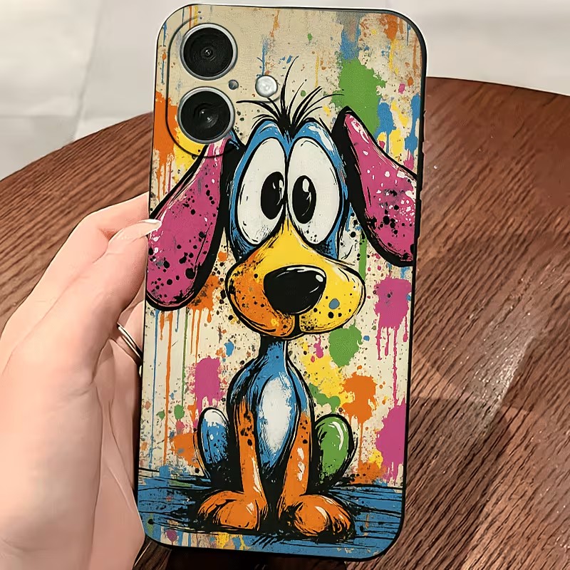 落書きカラーの子犬柄TPUスマホケース iPhone 17  - Apple Iphone 15 のレビューと価格