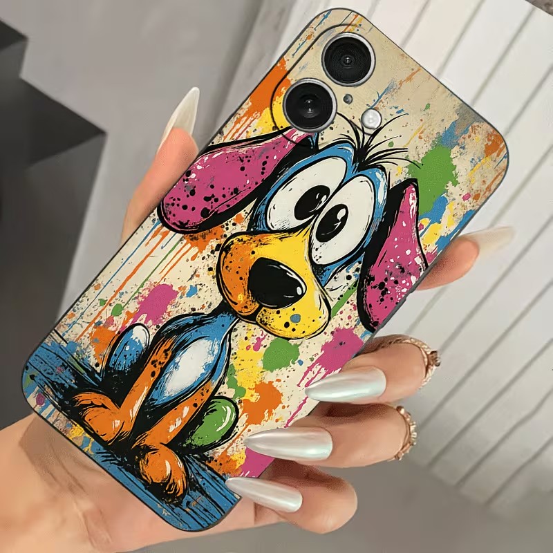 落書きカラーの子犬柄TPUスマホケース iPhone 17  - Apple Iphone 15 のレビューと価格