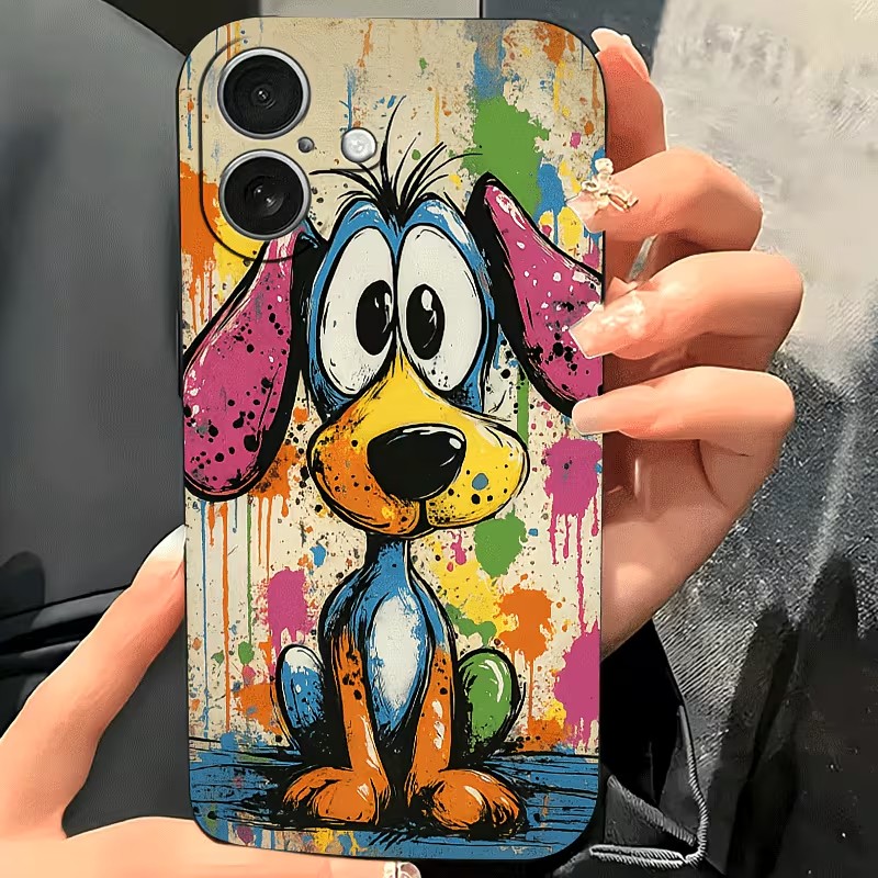 落書きカラーの子犬柄TPUスマホケース iPhone 17  - Apple Iphone 15 のレビューと価格