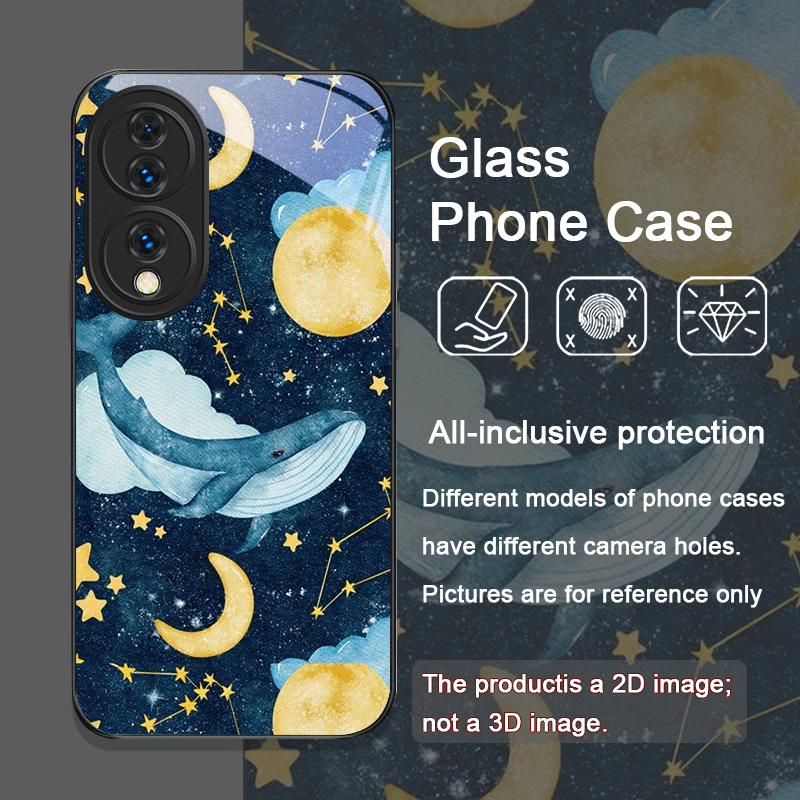 漫画風星空青いクジラプリント強化ガラス製スマホケース Hua - Huawei Mate 60 のレビューと価格