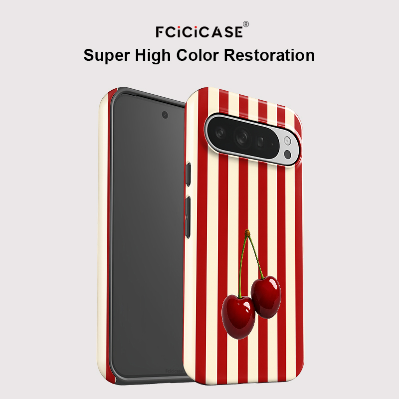 Fcicicase チェリーストライプパターン電話ケース G - Google Pixel 8A のレビューと価格