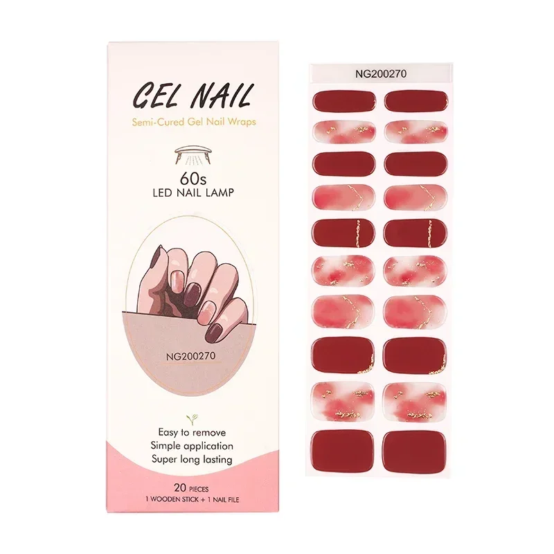 半透明の硬化ジェルネイルストリップ,防水パッチスライダー,長 - Full Cover Adhesive のレビューと価格